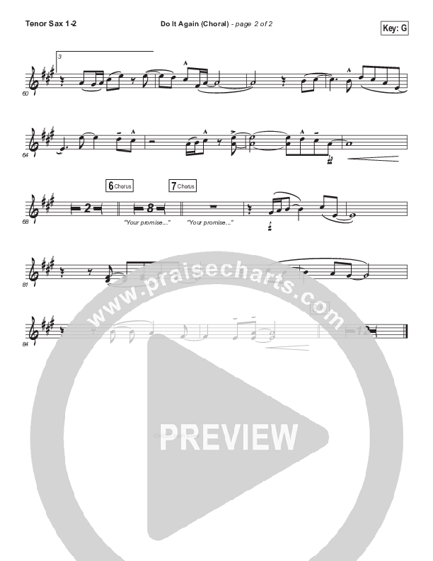 Do It Again (Choral Anthem SATB) Tenor Sax 1/2 (Elevation Worship / Arr. Luke Gambill)
