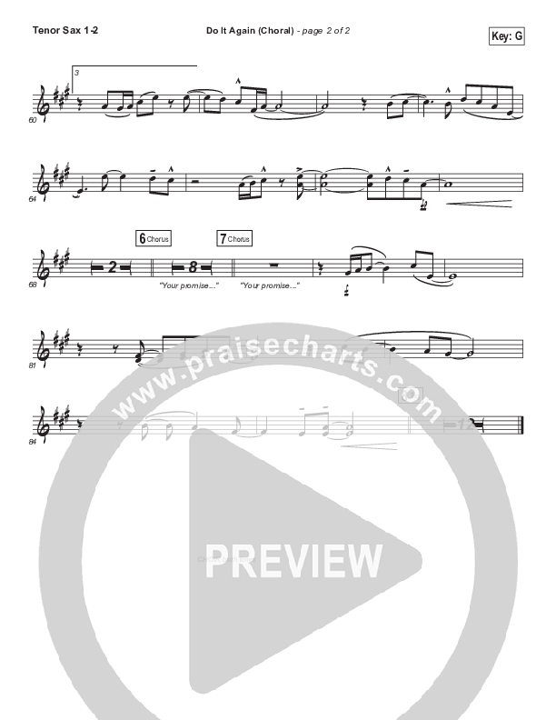 Do It Again (Choral Anthem SATB) Tenor Sax 1/2 (Elevation Worship / Arr. Luke Gambill)