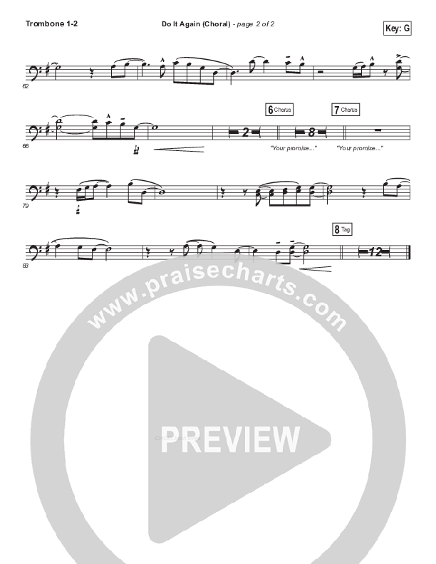 Do It Again (Choral Anthem SATB) Trombone 1/2 (Elevation Worship / Arr. Luke Gambill)