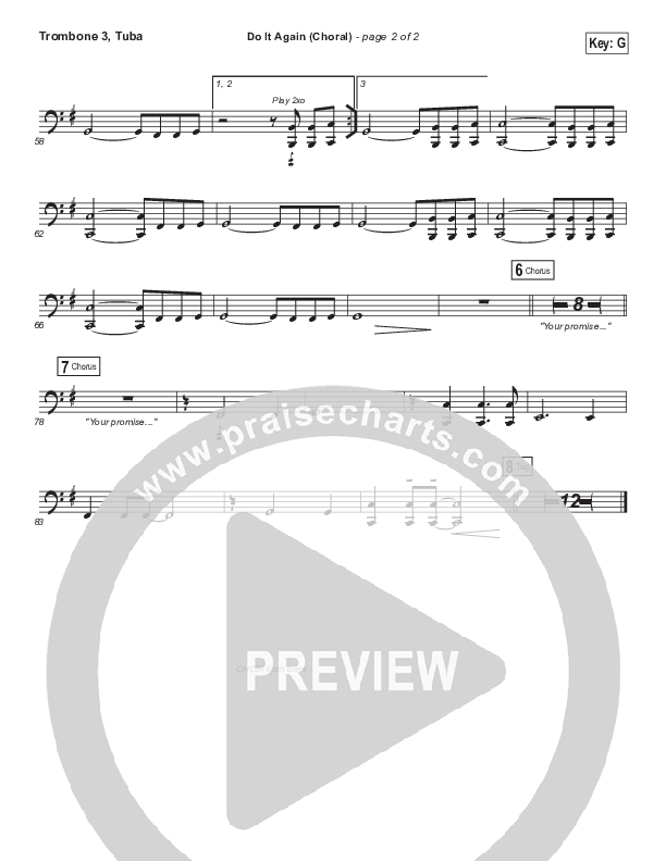Do It Again (Choral Anthem SATB) Trombone 3/Tuba (Elevation Worship / Arr. Luke Gambill)