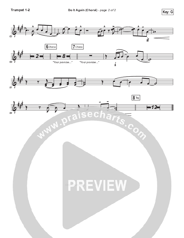 Do It Again (Choral Anthem SATB) Trumpet 1,2 (Elevation Worship / Arr. Luke Gambill)