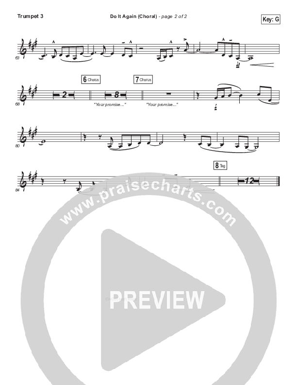 Do It Again (Choral Anthem SATB) Trumpet 3 (Elevation Worship / Arr. Luke Gambill)