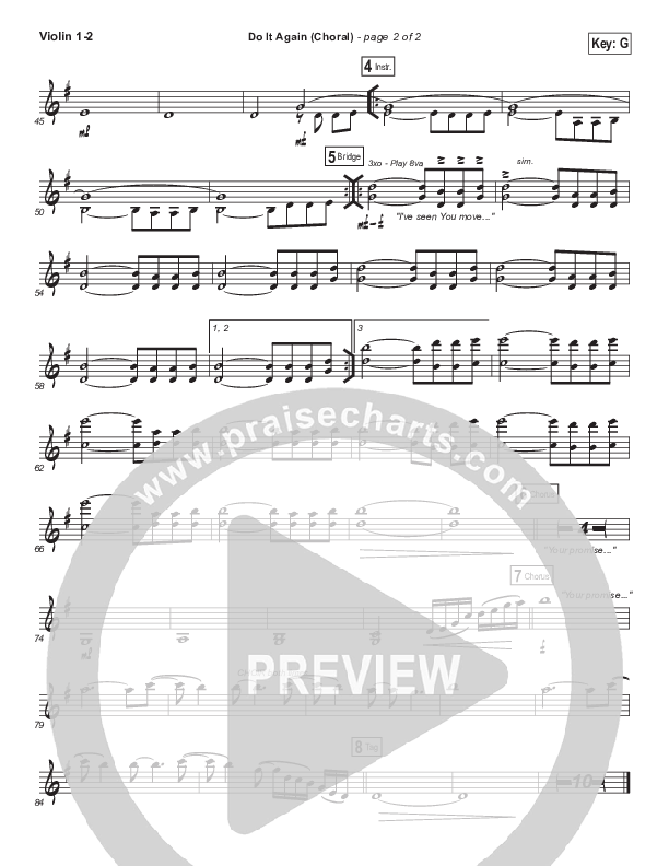 Do It Again (Choral Anthem SATB) Violin 1/2 (Elevation Worship / Arr. Luke Gambill)