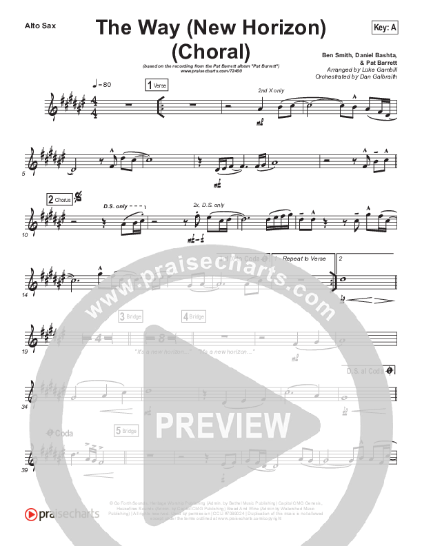 The Way (New Horizon) (Choral Anthem SATB) Alto Sax (Pat Barrett / Arr. Luke Gambill)