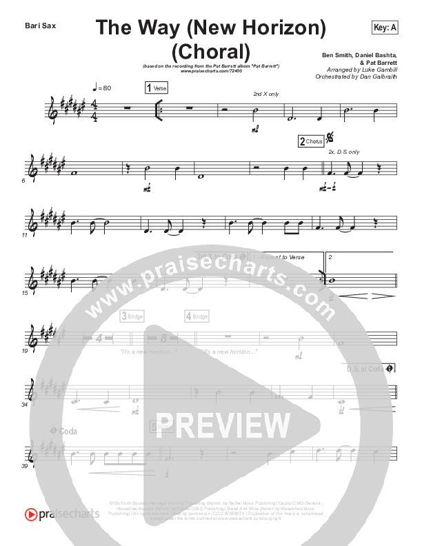 The Way (New Horizon) (Choral Anthem SATB) Bari Sax (Pat Barrett / Arr. Luke Gambill)