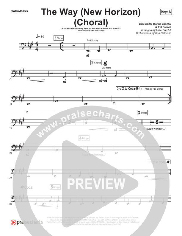 The Way (New Horizon) (Choral Anthem SATB) Cello/Bass (Pat Barrett / Arr. Luke Gambill)