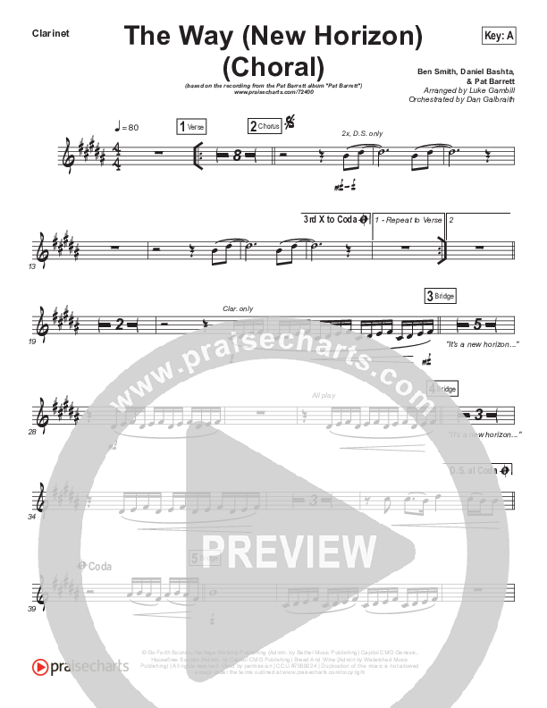 The Way (New Horizon) (Choral Anthem SATB) Clarinet (Pat Barrett / Arr. Luke Gambill)