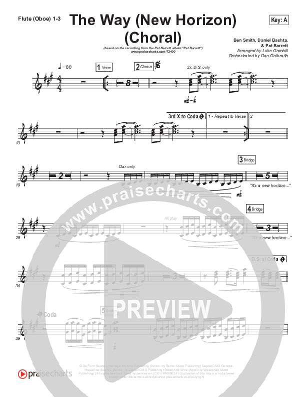 The Way (New Horizon) (Choral Anthem SATB) Wind Pack (Pat Barrett / Arr. Luke Gambill)