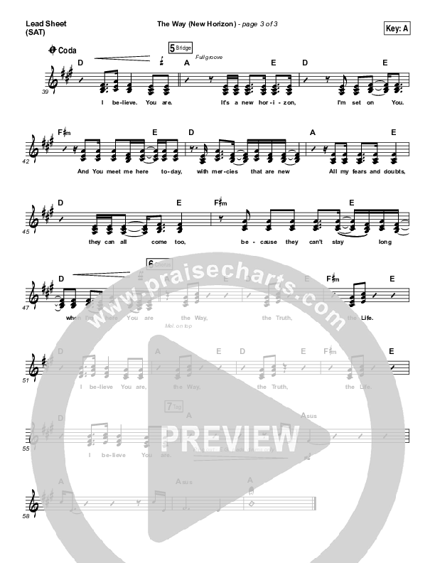 The Way (New Horizon) (Choral Anthem SATB) Lead Sheet (SAT) (Pat Barrett / Arr. Luke Gambill)