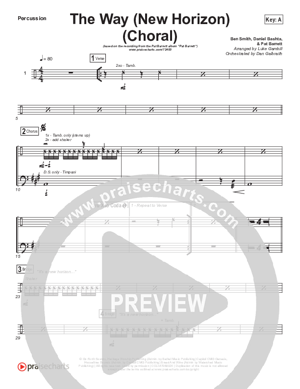 The Way (New Horizon) (Choral Anthem SATB) Percussion (Pat Barrett / Arr. Luke Gambill)
