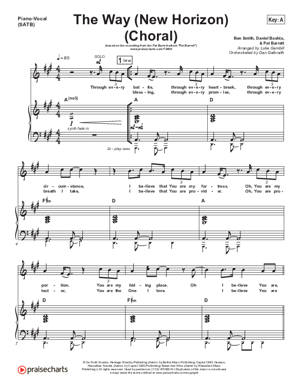 The Way (New Horizon) (Choral Anthem SATB) Piano/Vocal (SATB) (Pat Barrett / Arr. Luke Gambill)