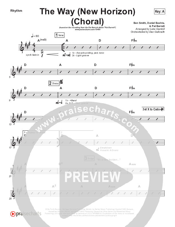 The Way (New Horizon) (Choral Anthem SATB) Rhythm Chart (Pat Barrett / Arr. Luke Gambill)