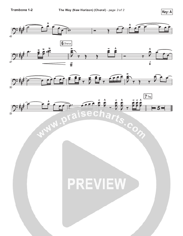 The Way (New Horizon) (Choral Anthem SATB) Trombone 1/2 (Pat Barrett / Arr. Luke Gambill)