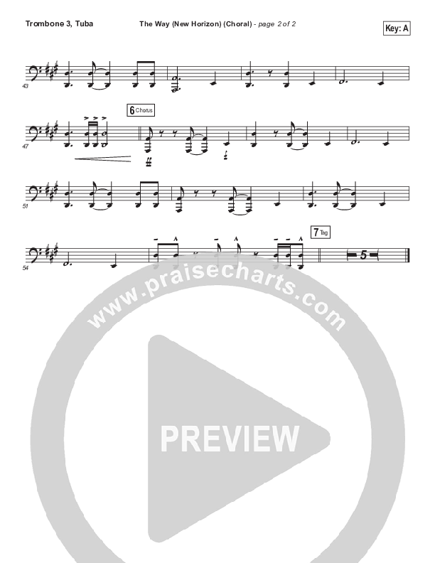 The Way (New Horizon) (Choral Anthem SATB) Trombone 3/Tuba (Pat Barrett / Arr. Luke Gambill)