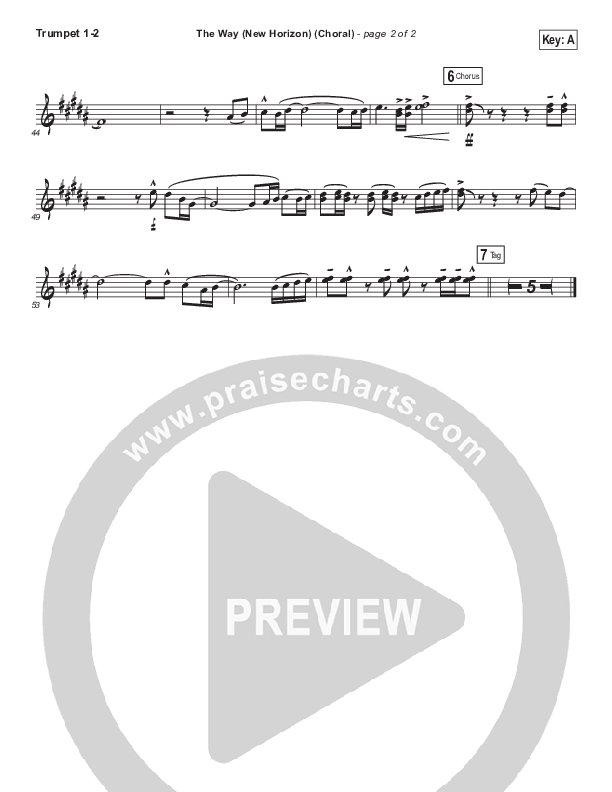 The Way (New Horizon) (Choral Anthem SATB) Trumpet 1,2 (Pat Barrett / Arr. Luke Gambill)