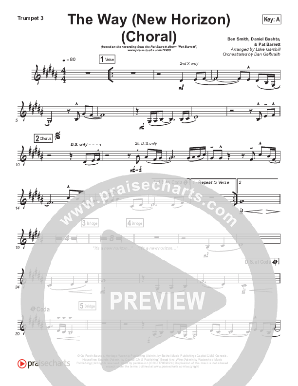 The Way (New Horizon) (Choral Anthem SATB) Trumpet 3 (Pat Barrett / Arr. Luke Gambill)