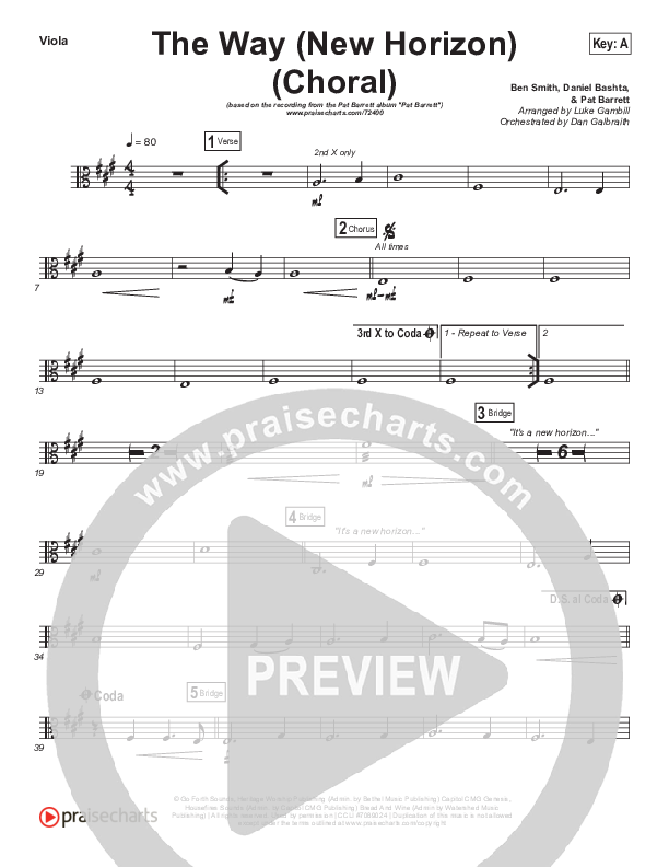 The Way (New Horizon) (Choral Anthem SATB) Viola (Pat Barrett / Arr. Luke Gambill)