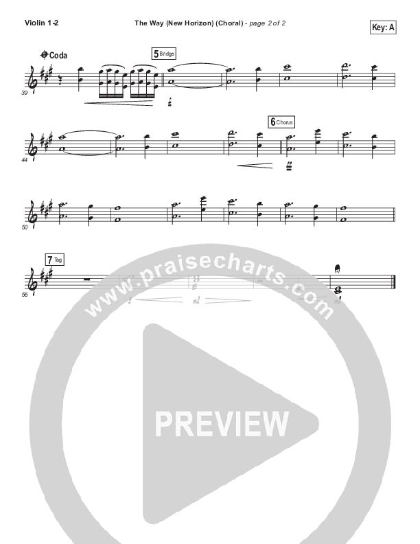 The Way (New Horizon) (Choral Anthem SATB) Violin 1/2 (Pat Barrett / Arr. Luke Gambill)