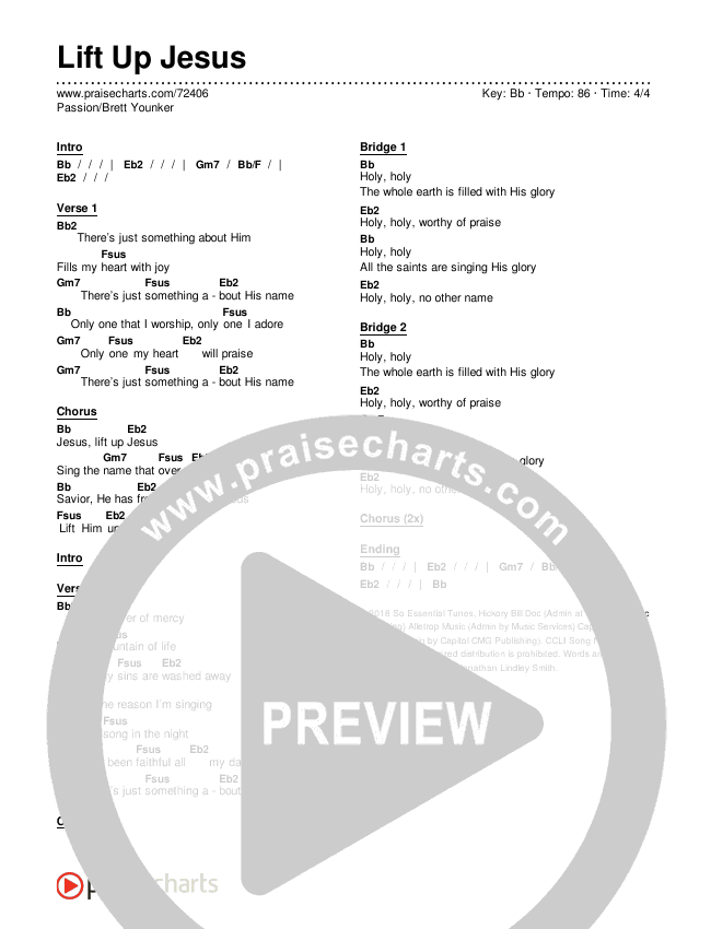 Lift Up Jesus Chords & Lyrics (Passion / Brett Younker)