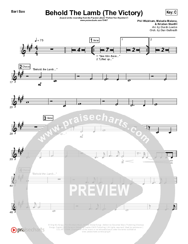 Behold The Lamb Bari Sax (Passion / Kristian Stanfill)