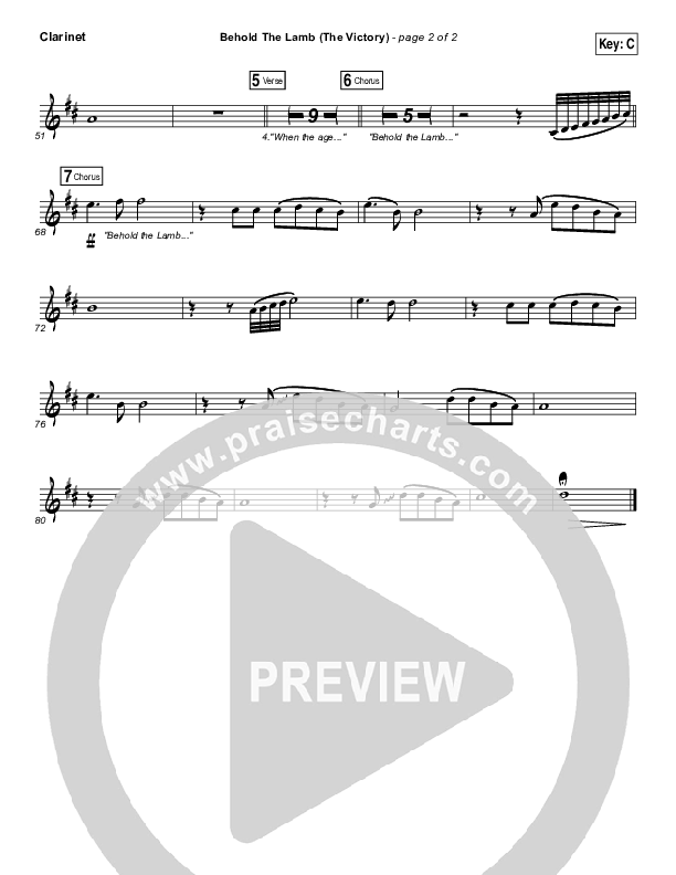 Behold The Lamb Clarinet (Passion / Kristian Stanfill)