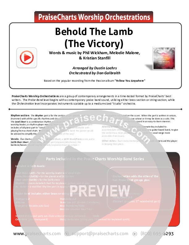 Behold The Lamb Cover Sheet (Passion / Kristian Stanfill)
