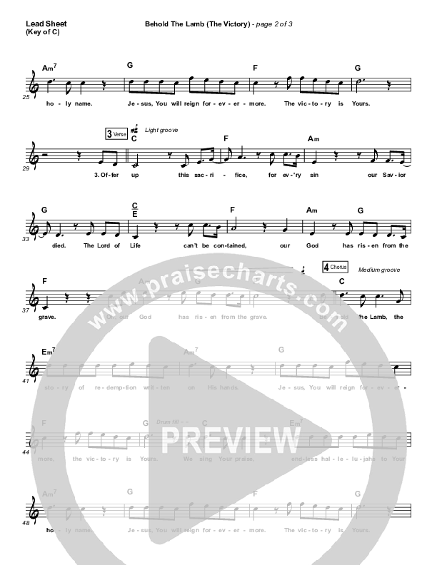 Behold The Lamb Lead Sheet (Melody) (Passion / Kristian Stanfill)