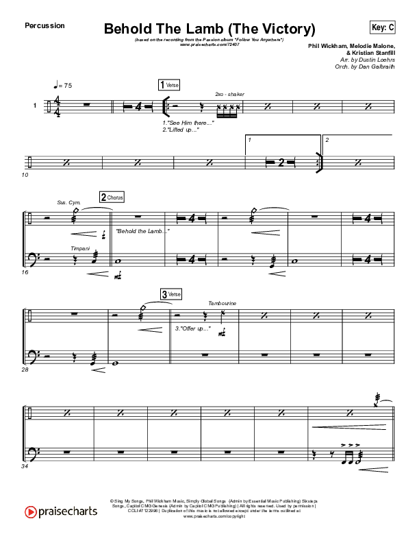 Behold The Lamb Percussion (Passion / Kristian Stanfill)