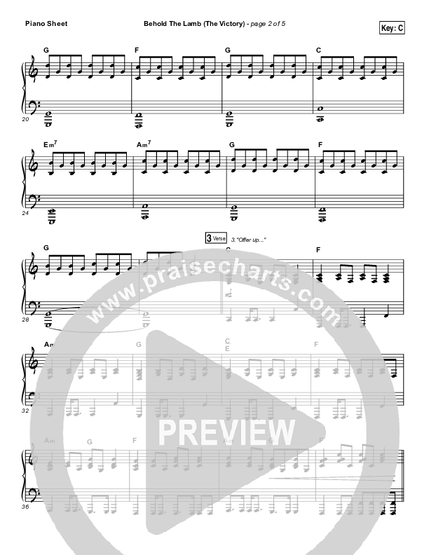 Behold The Lamb Piano Sheet (Passion / Kristian Stanfill)