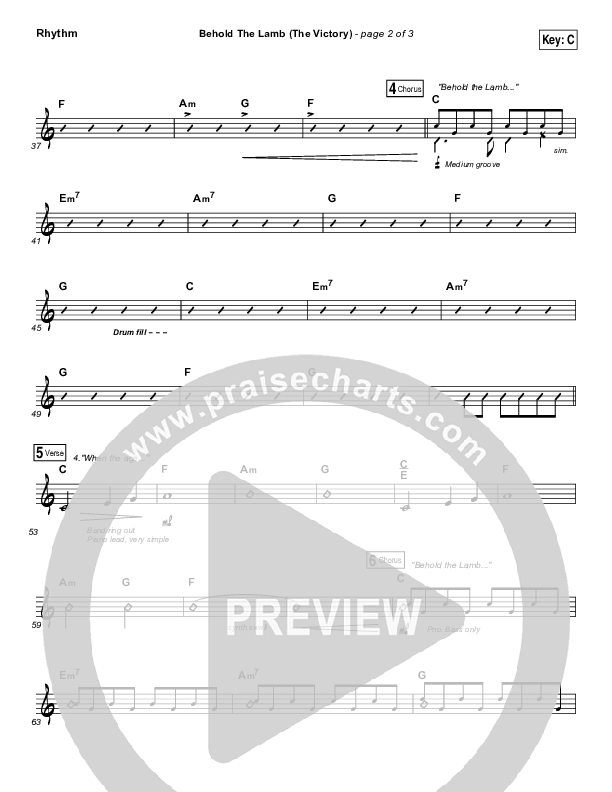 Behold The Lamb Rhythm Chart (Passion / Kristian Stanfill)
