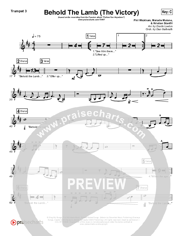 Behold The Lamb Trumpet 3 (Passion / Kristian Stanfill)