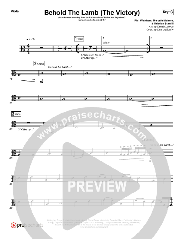 Behold The Lamb Viola (Passion / Kristian Stanfill)