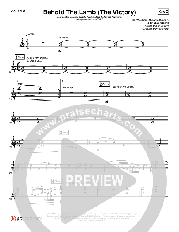 Behold The Lamb Violin 1/2 (Passion / Kristian Stanfill)