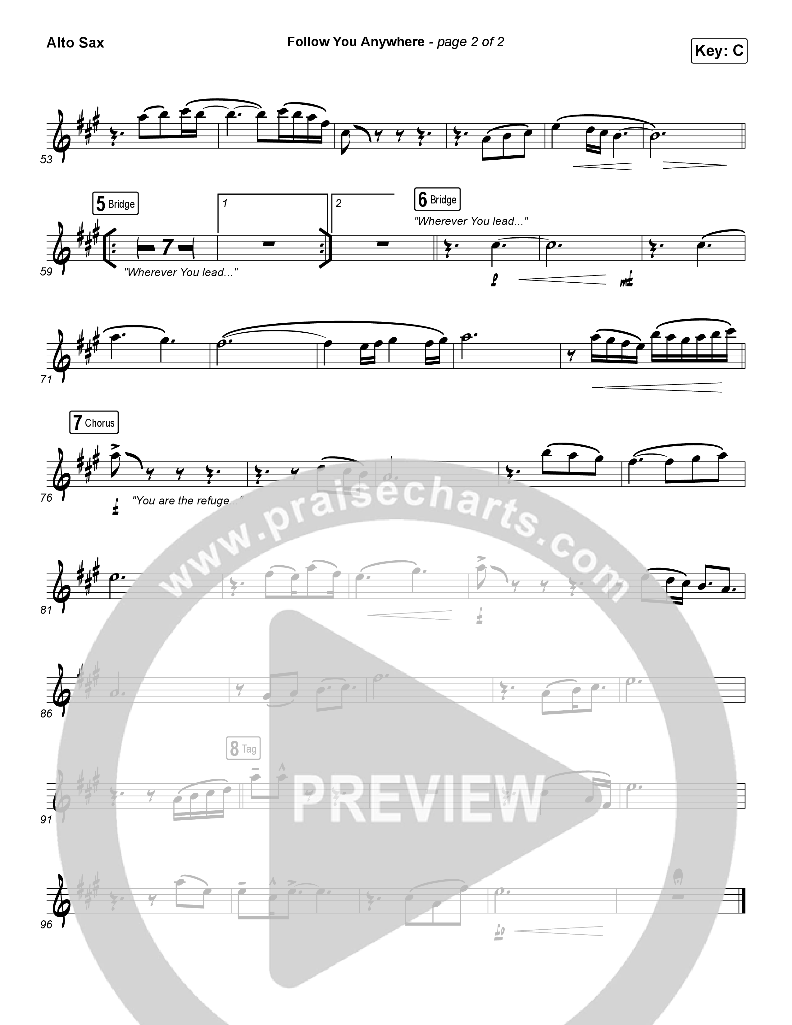 Follow You Anywhere Alto Sax (Passion / Kristian Stanfill)