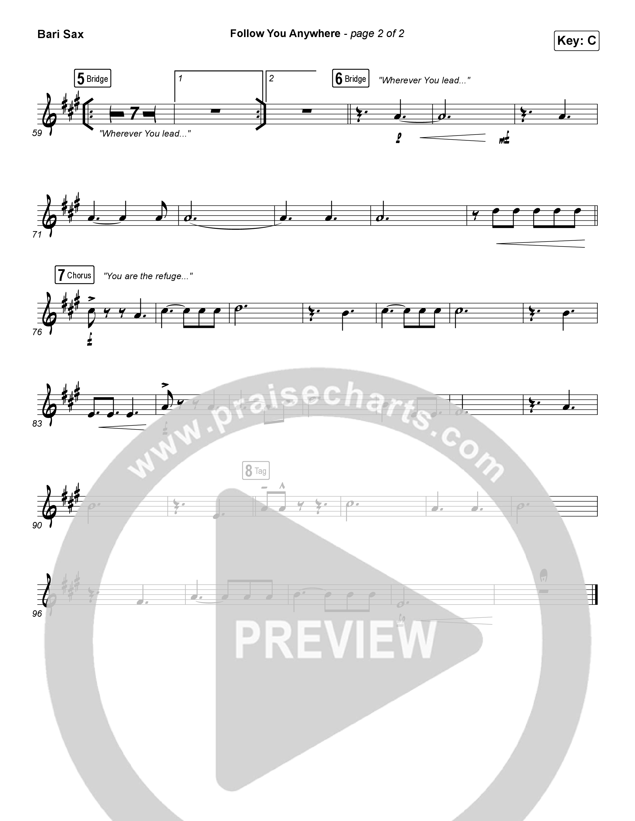 Follow You Anywhere Bari Sax (Passion / Kristian Stanfill)