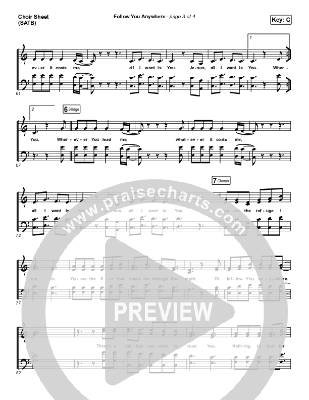 Follow You Anywhere Choir Sheet (SATB) (Passion / Kristian Stanfill)