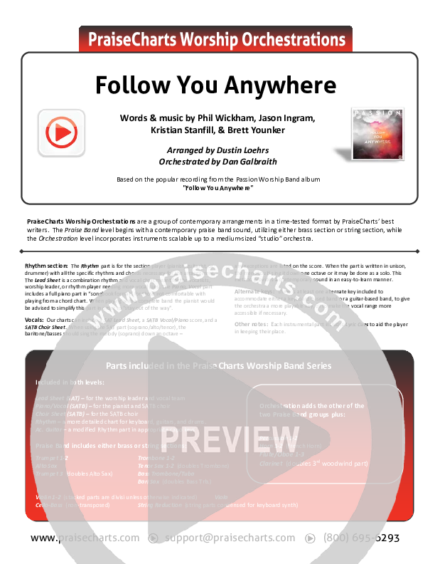 Follow You Anywhere Cover Sheet (Passion / Kristian Stanfill)