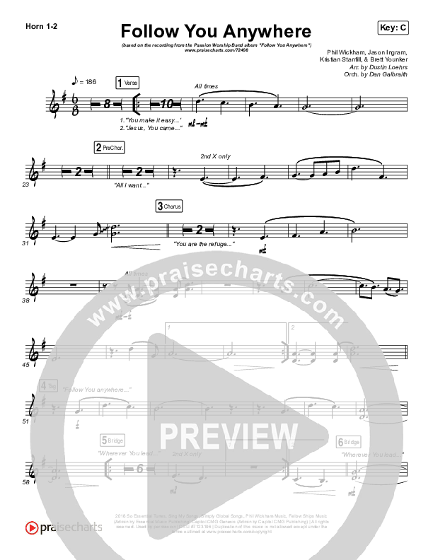 Follow You Anywhere Brass Pack (Passion / Kristian Stanfill)