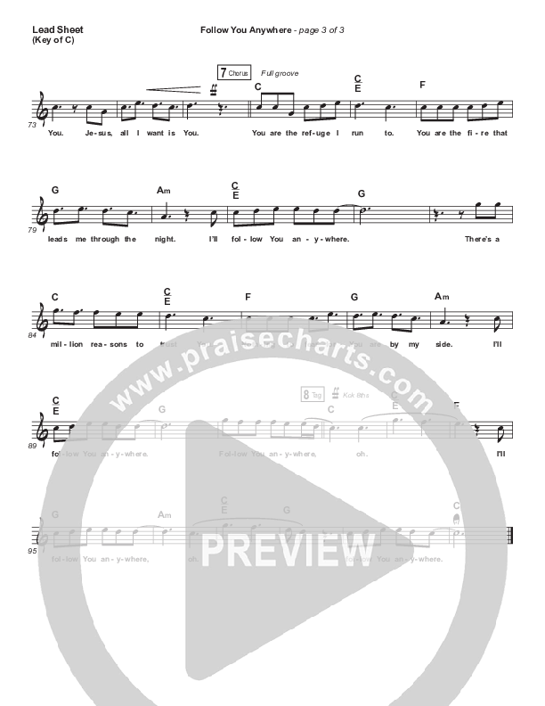 Follow You Anywhere Lead Sheet (Melody) (Passion / Kristian Stanfill)