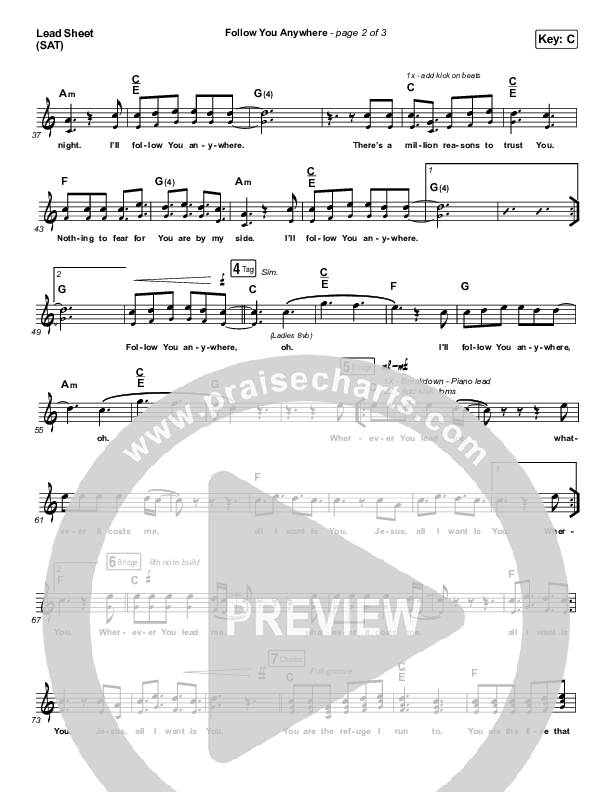 Follow You Anywhere Lead Sheet (SAT) (Passion / Kristian Stanfill)