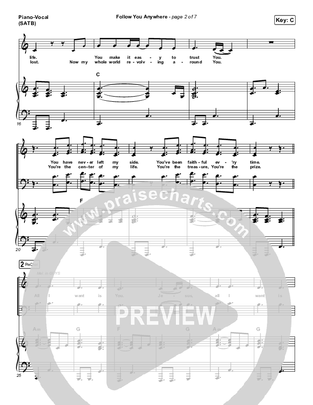 Follow You Anywhere Piano/Vocal (SATB) (Passion / Kristian Stanfill)