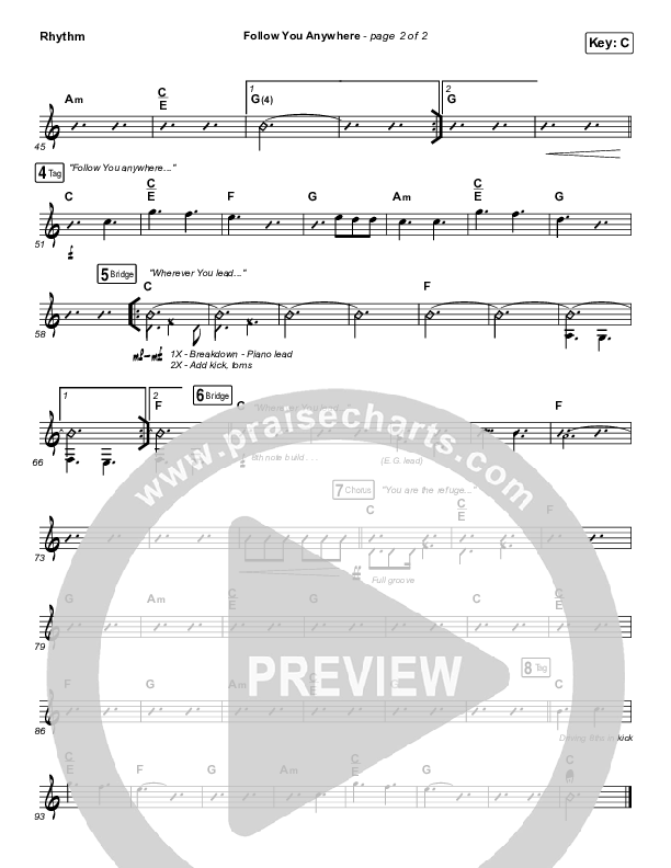 Follow You Anywhere Rhythm Chart (Passion / Kristian Stanfill)