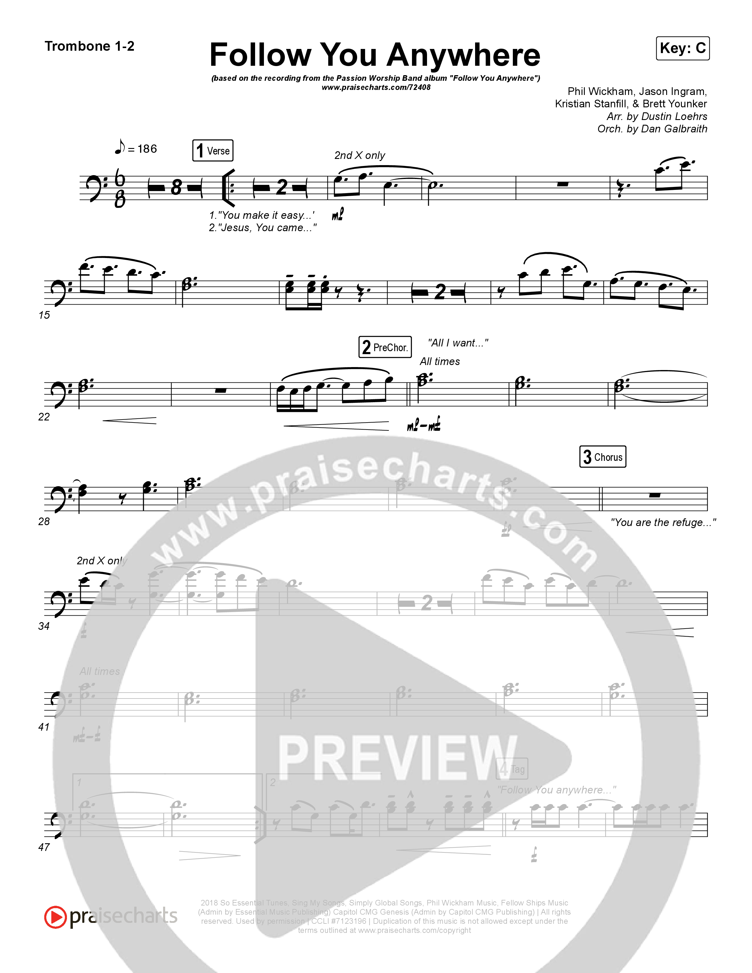 Follow You Anywhere Trombone 1/2 (Passion / Kristian Stanfill)