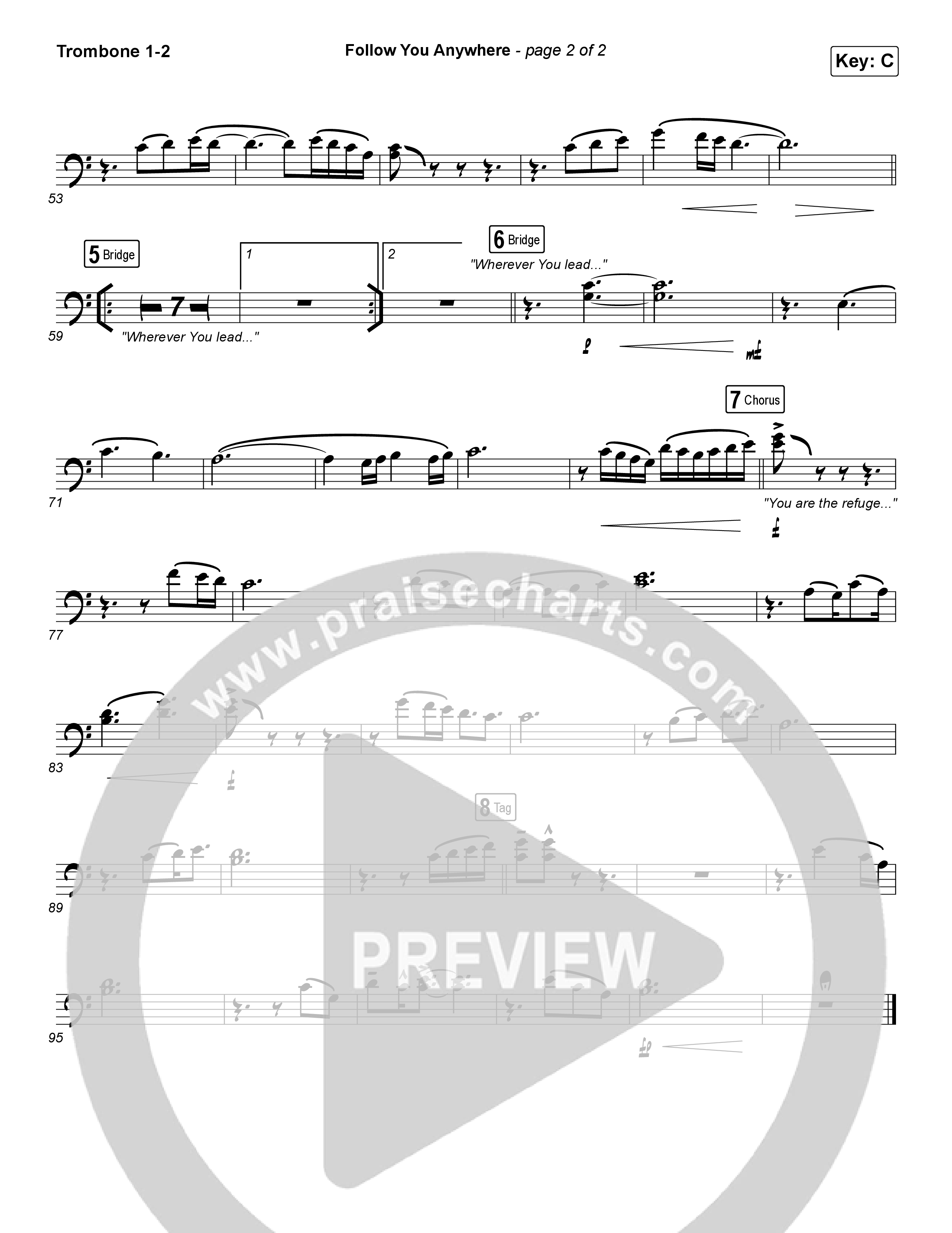 Follow You Anywhere Trombone 1/2 (Passion / Kristian Stanfill)