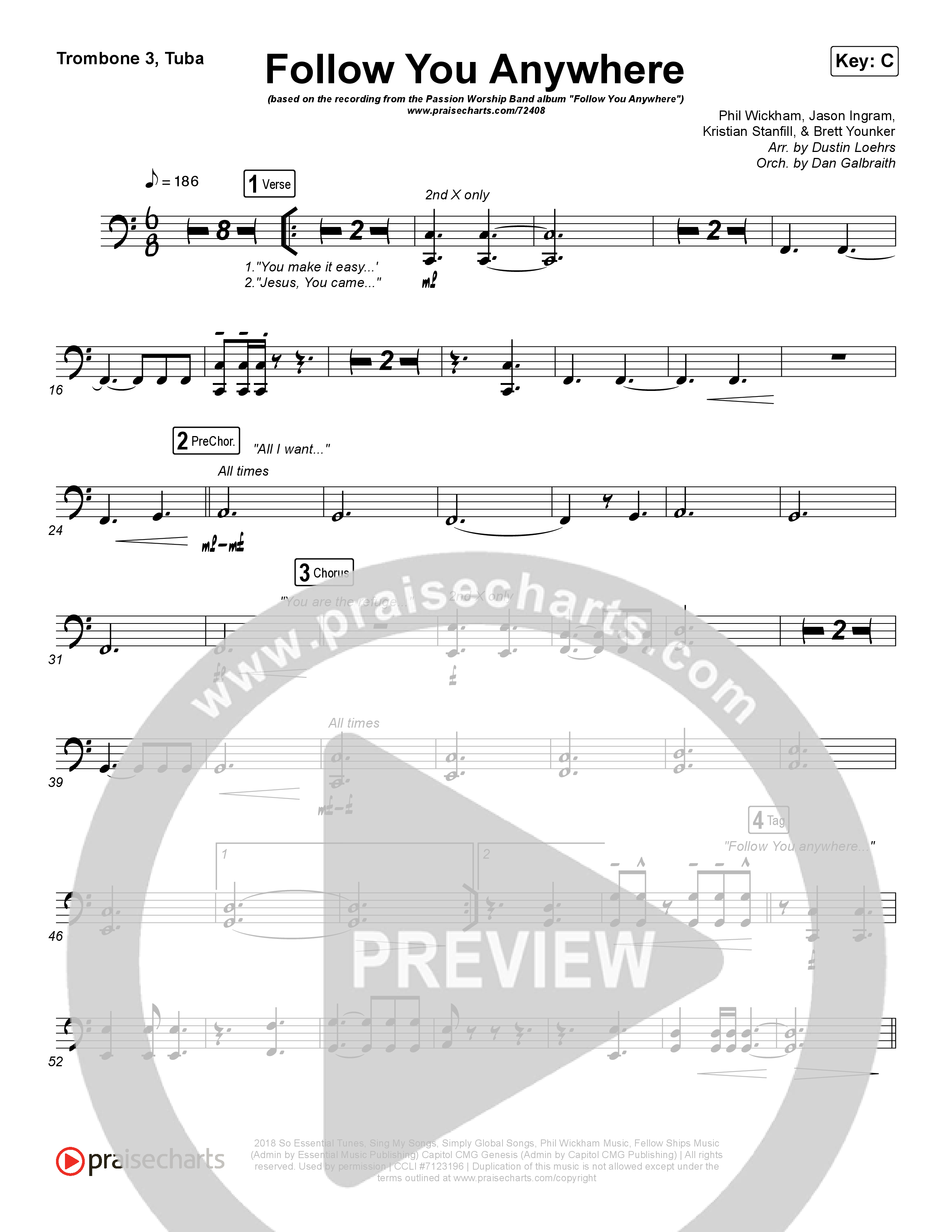 Follow You Anywhere Trombone 3/Tuba (Passion / Kristian Stanfill)