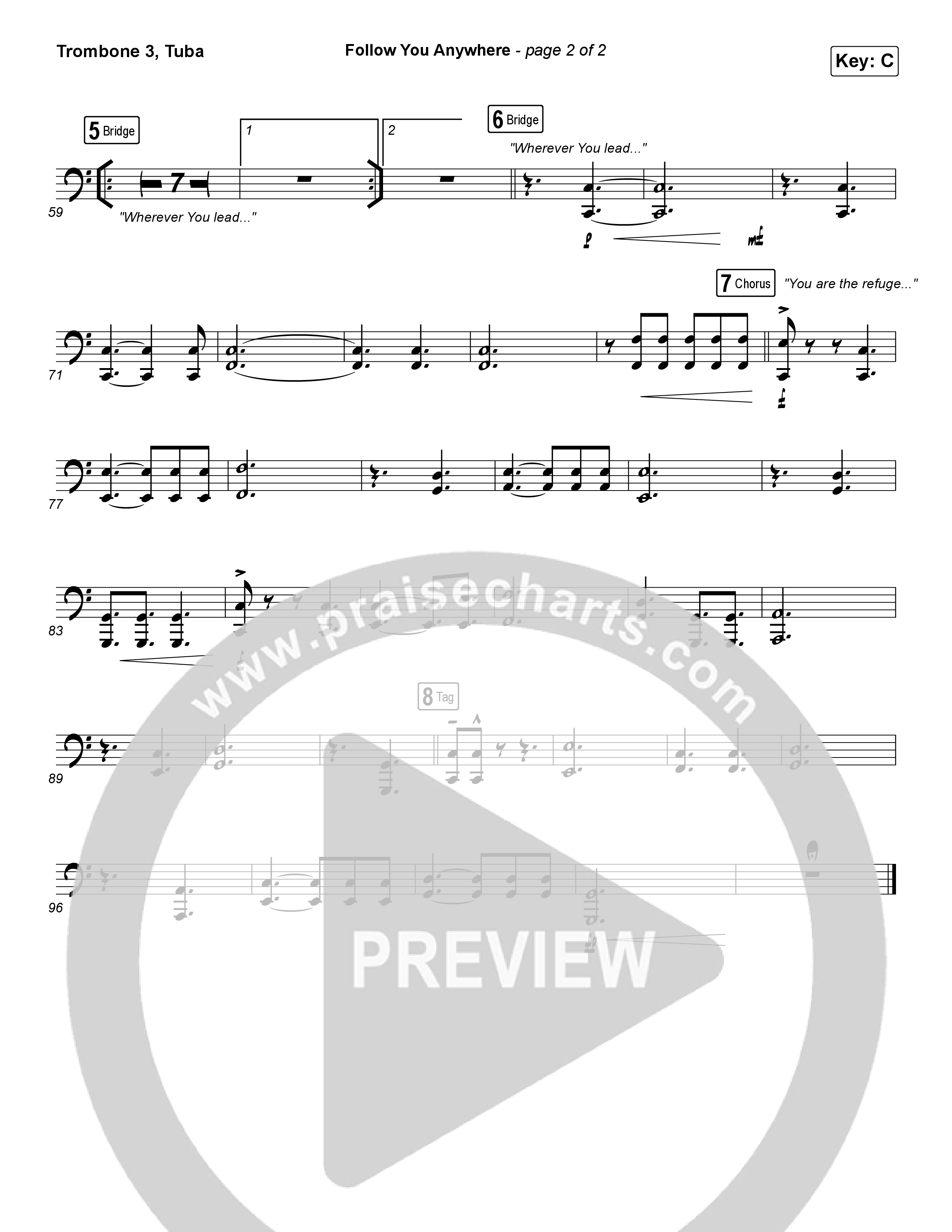 Follow You Anywhere Trombone 3/Tuba (Passion / Kristian Stanfill)