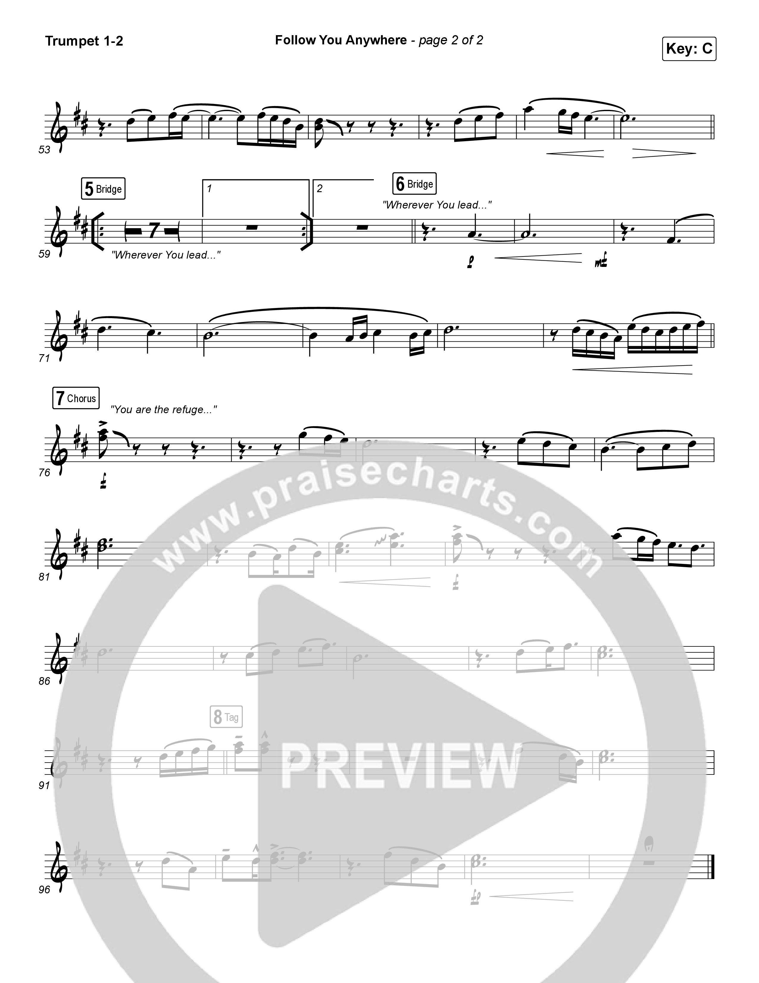 Follow You Anywhere Trumpet 1,2 (Passion / Kristian Stanfill)