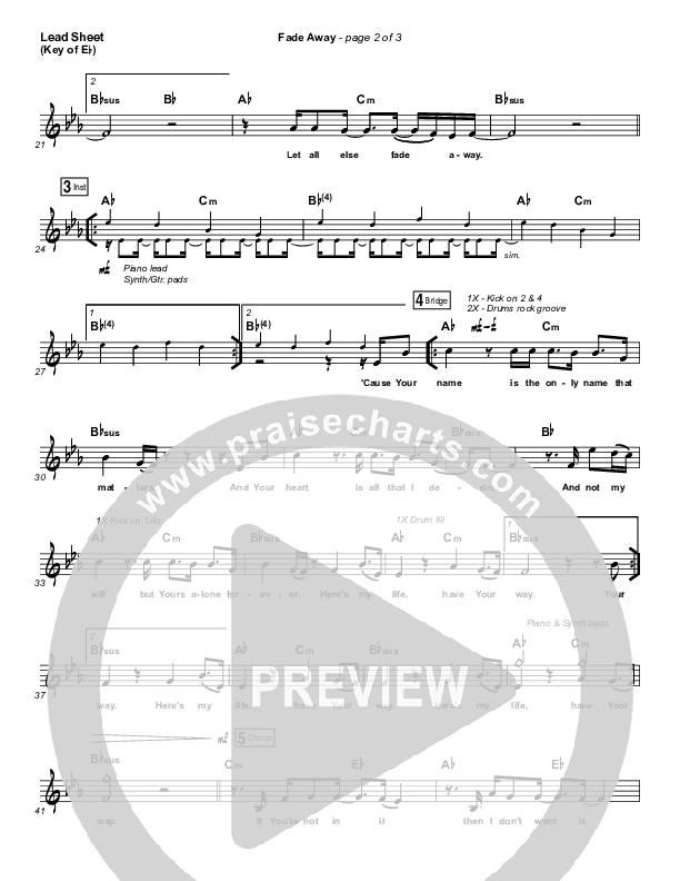 Fade Away Lead Sheet (Melody) (Passion / Melodie Malone)