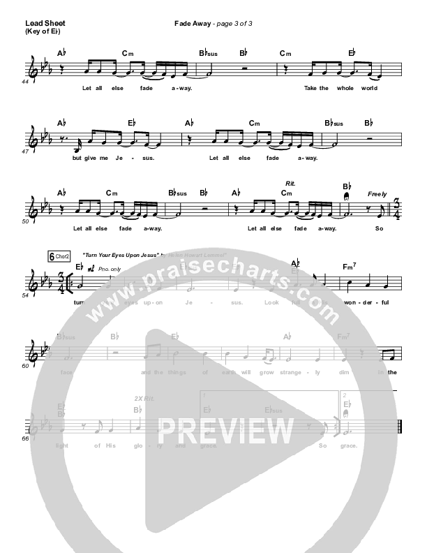 Fade Away Lead Sheet (Melody) (Passion / Melodie Malone)