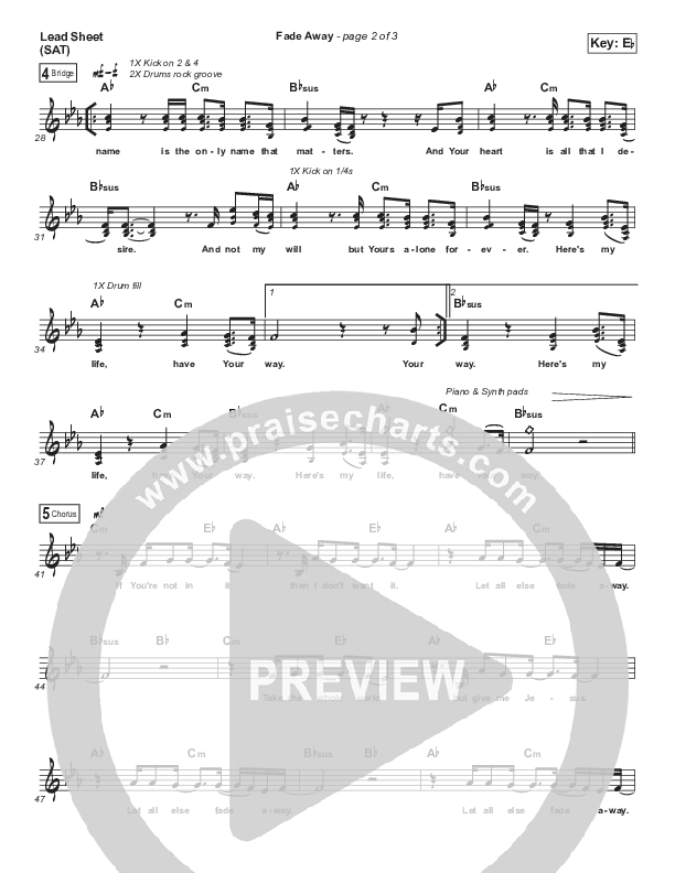 Fade Away Lead Sheet (SAT) (Passion / Melodie Malone)